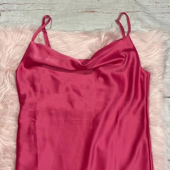 Zara Bloggers Favorite Barbie Bright Pink Satin Midi Slip Dress - Picture 8 of 11